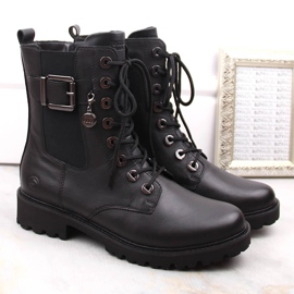 Cizme izolate de dama comode din piele, negre Remonte D8668-00 negru 2
