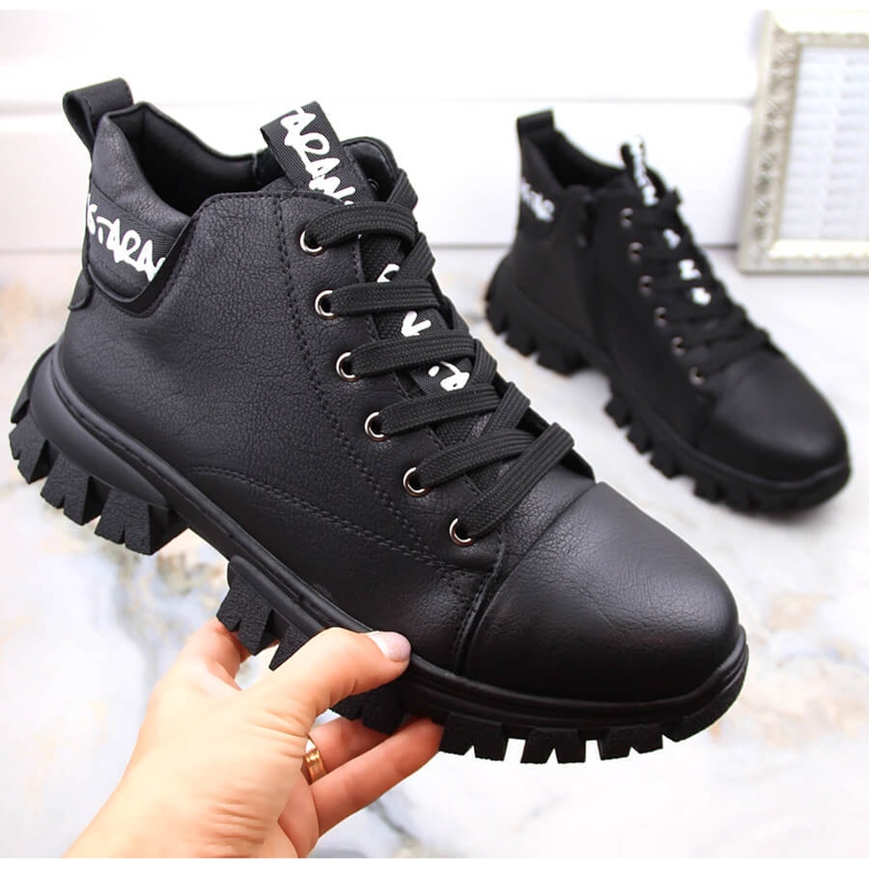 Cizme de damă cu platformă neagră izolată de Sergio Leone BT742 negru 1