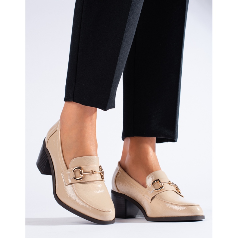 Pantofi cu toc Shelovet bej patentat 1