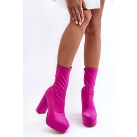 PH2 Botine cu toc inalt cu fermoar, Fuchsia Peculia roz 2