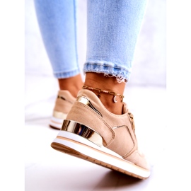 Pantofi sport din piele de căprioară pentru femei pe platformă Dark Beige bej 1