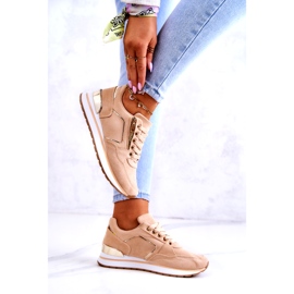 Pantofi sport din piele de căprioară pentru femei pe platformă Dark Beige bej 2