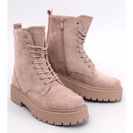 Botine Burse Khaki cu platformă cu șireturi bej 1