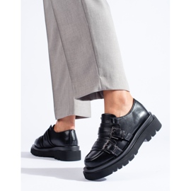 Pantofi negri cu talpă Shelovet groasă negru 2