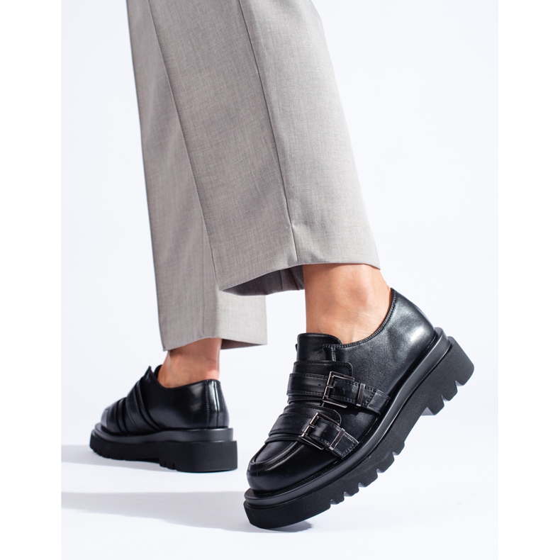 Pantofi negri cu talpă Shelovet groasă negru 2