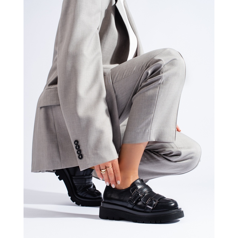 Pantofi negri cu talpă Shelovet groasă negru 1