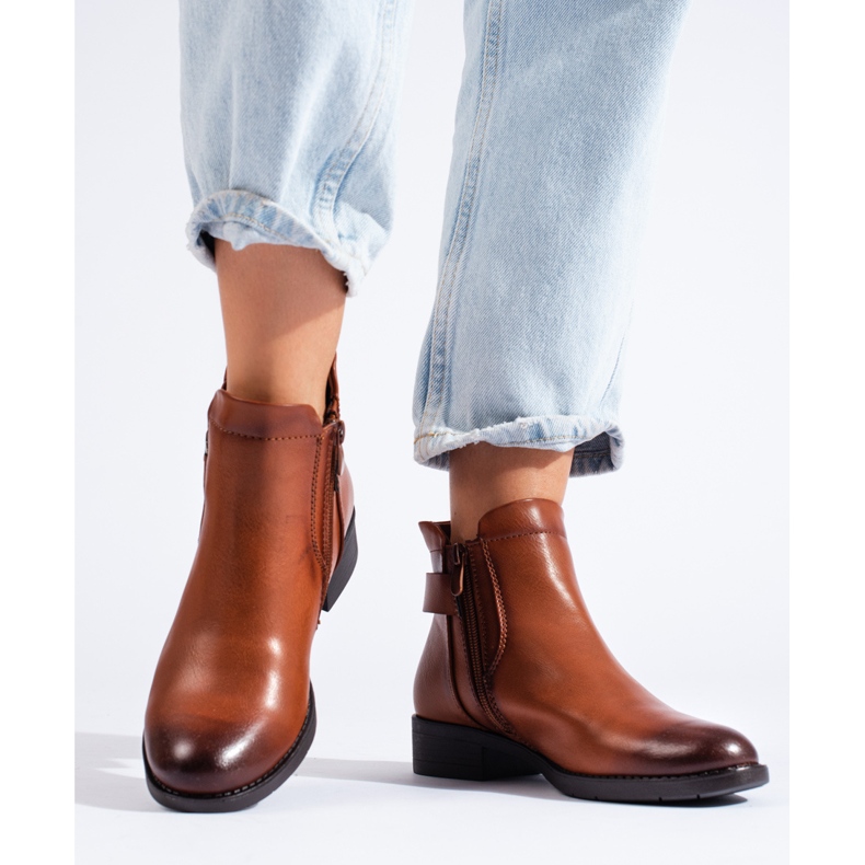 Cizme Chelsea de damă Shelovet camel maro 2