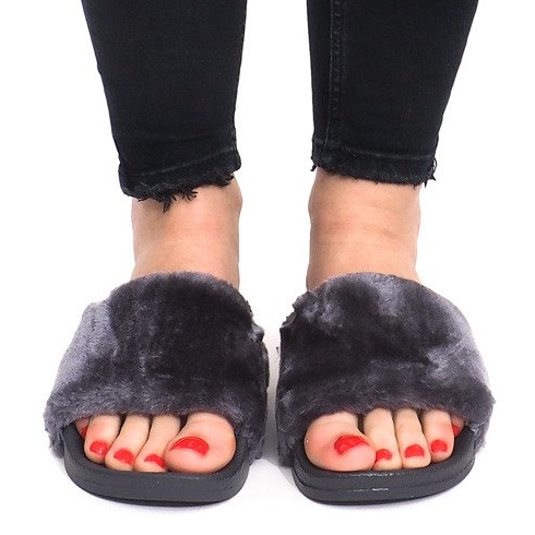 Papuci cu blană LS-1 Gri 1