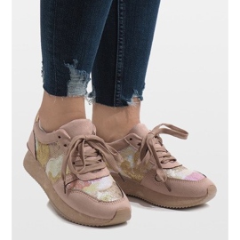 Adidași sport cu toc roșu T025 roz 2