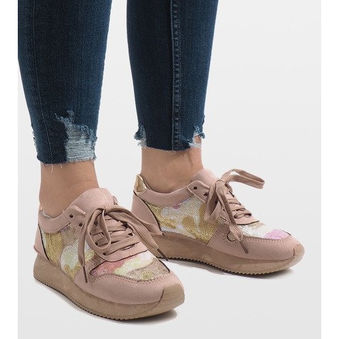 Adidași sport cu toc roșu T025 roz 1