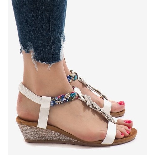 Sandale cu pană albă cu elastic B133-2 1