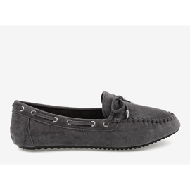 Balerini mocasini gri cu fundă XW9100 1 Balerini mocasini gri cu fundă XW9100 1