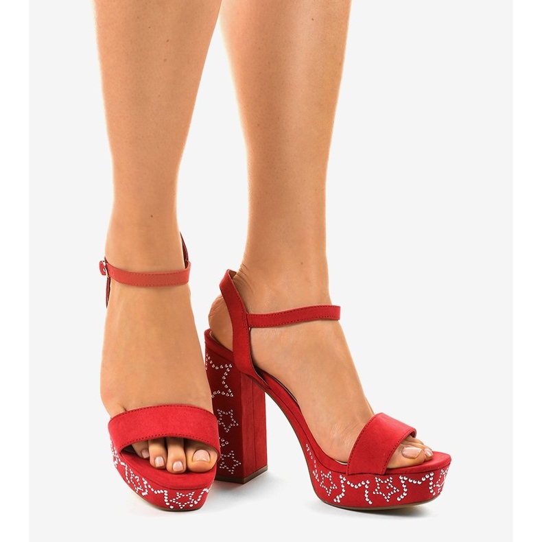 Sandale roșii pe un stâlp în piele de căprioară 99435-4 roșu 1