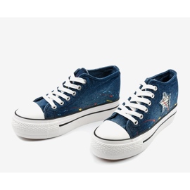 Adidași bleumarin cu pene dantelate Mirarenna albastru 1 Adidași bleumarin cu pene dantelate Mirarenna albastru 1