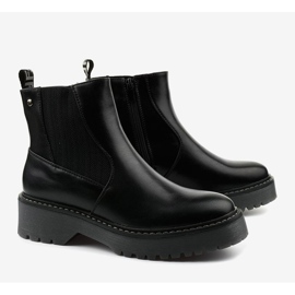 Cizme plate negre din piele ecologică Cavern negru 1 Cizme plate negre din piele ecologică Cavern negru 1