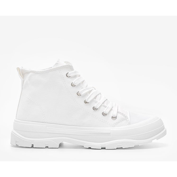 Adidași înalți albi pe talpă groasă Evelin 1