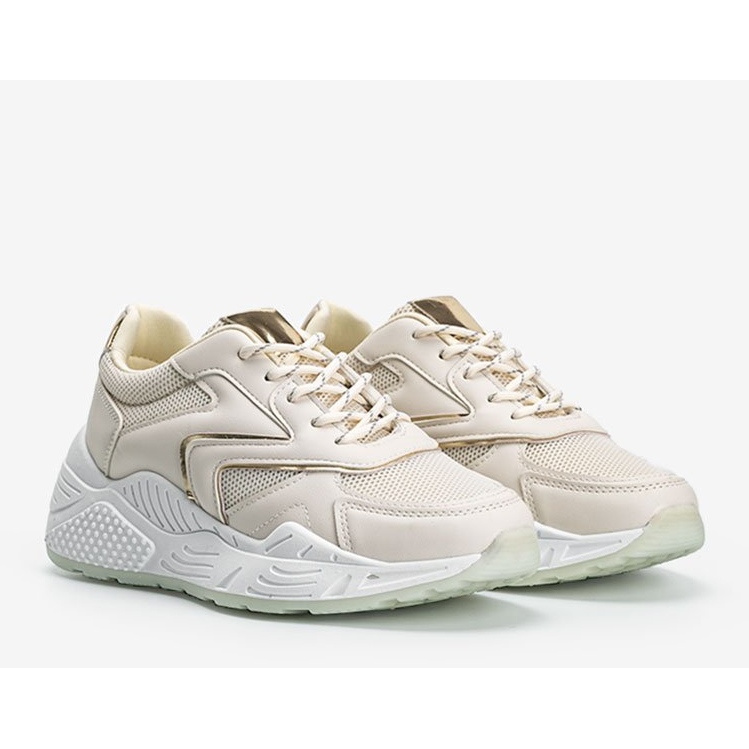 Adidași bej cu talpă groasă cu detalii metalice Kenna 1