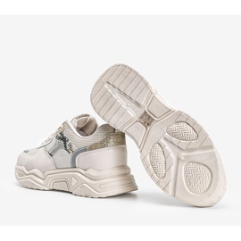 Adidași bej cu talpă groasă cu model de piele de șarpe Anika 1