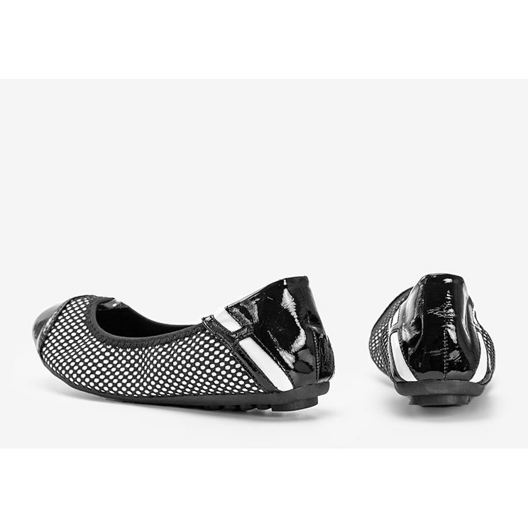 Balerini Debbie lăcuite negru alb 1 Balerini Debbie lăcuite negru alb 1