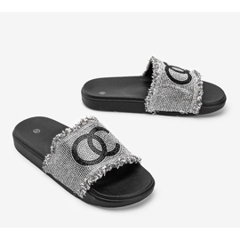 Papuci negri Olimpia cu zirconiu cubic argint 1