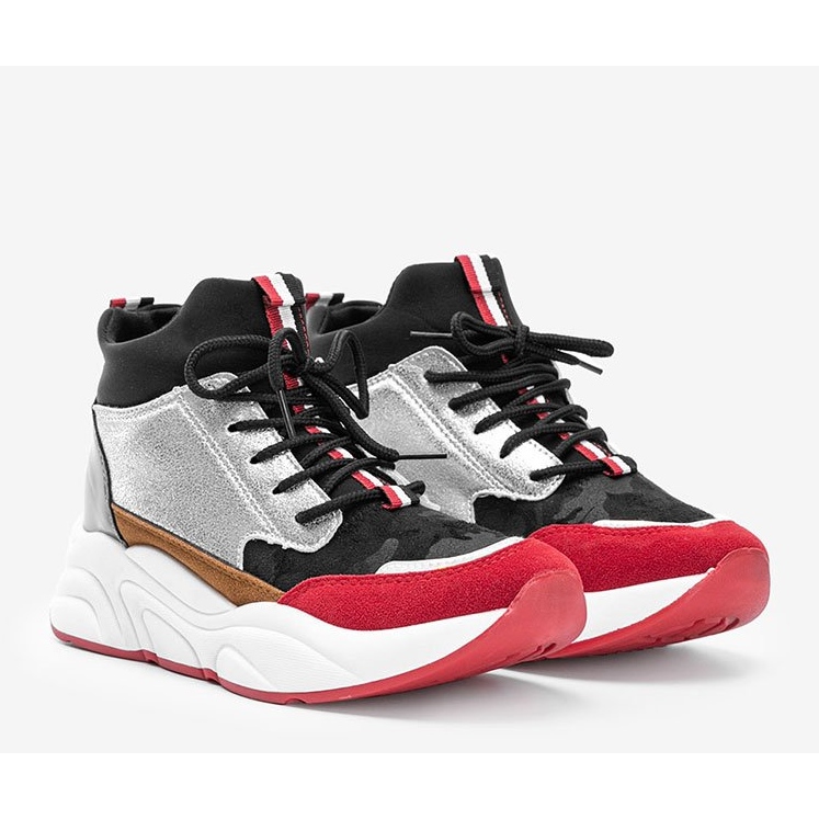 Adidași negri pe o talpă Cassadi groasă multicolor 1