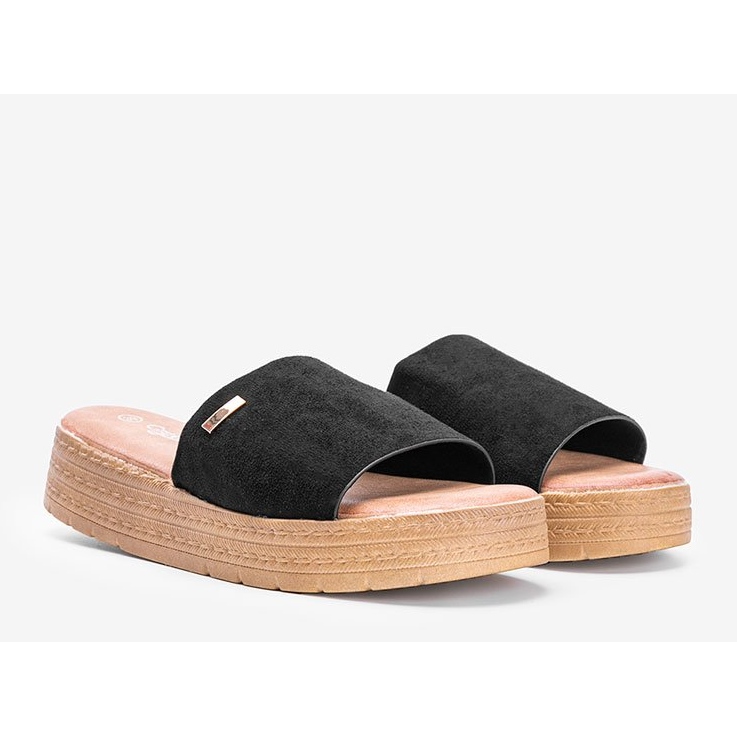 Papuci negri pe platformă negru 1