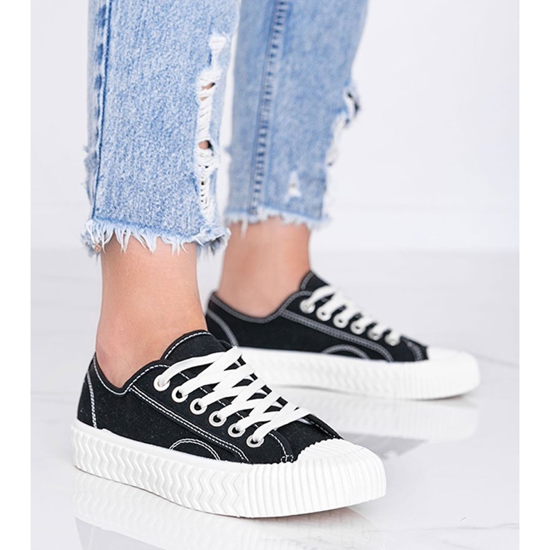 Adidași negri de damă pe talpă groasă Nolita negru 1