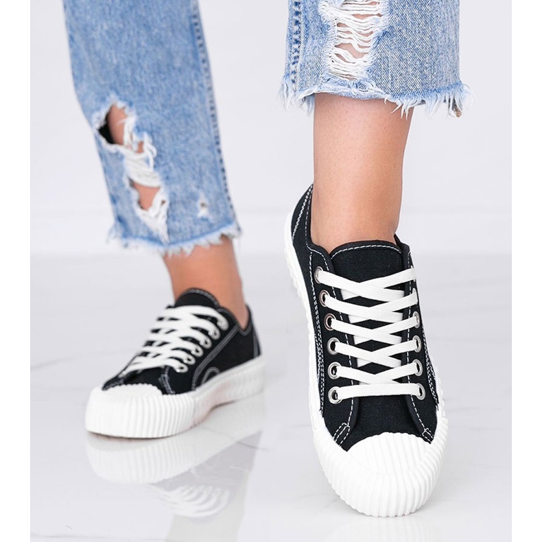 Adidași negri de damă pe talpă groasă Nolita negru 2