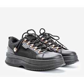 Adidași negri cu talpă înaltă Tifel negru 1