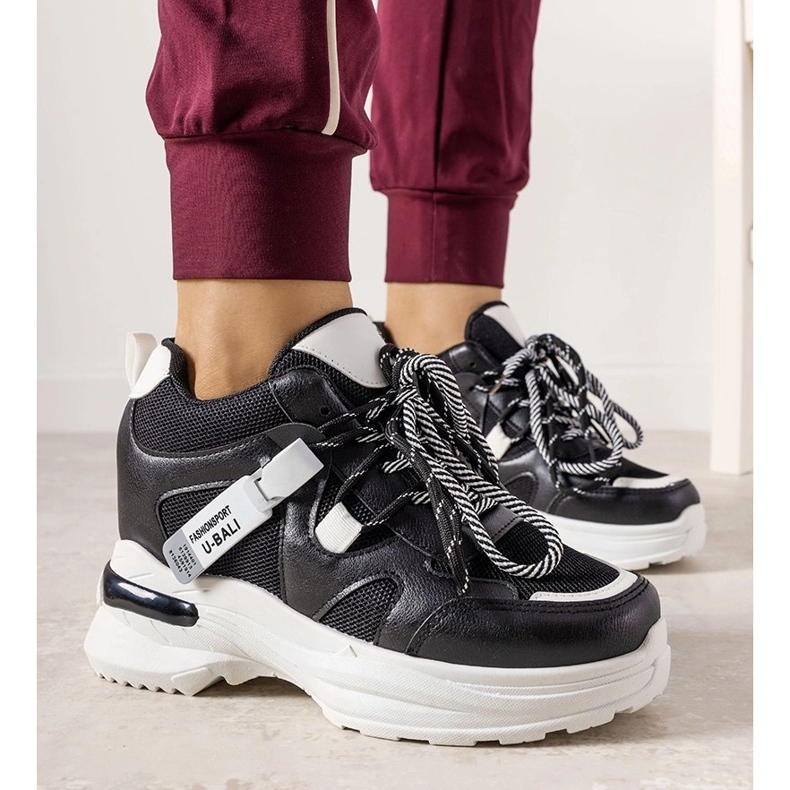 Adidași alb-negru cu șireturi duble One Chance 1