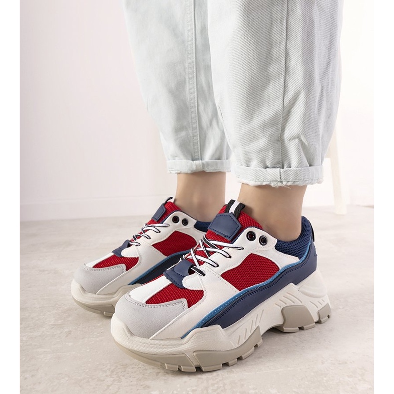 Adidași bleumarin pe talpă înaltă Omerta alb albastru marin 1