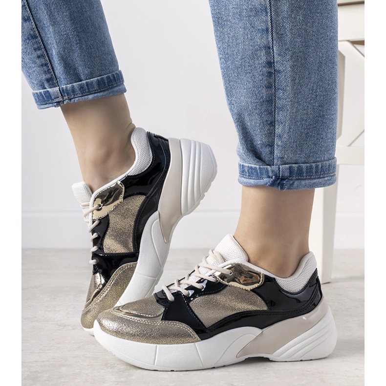 Adidași aurii cu talpă înaltă Rude negru 1