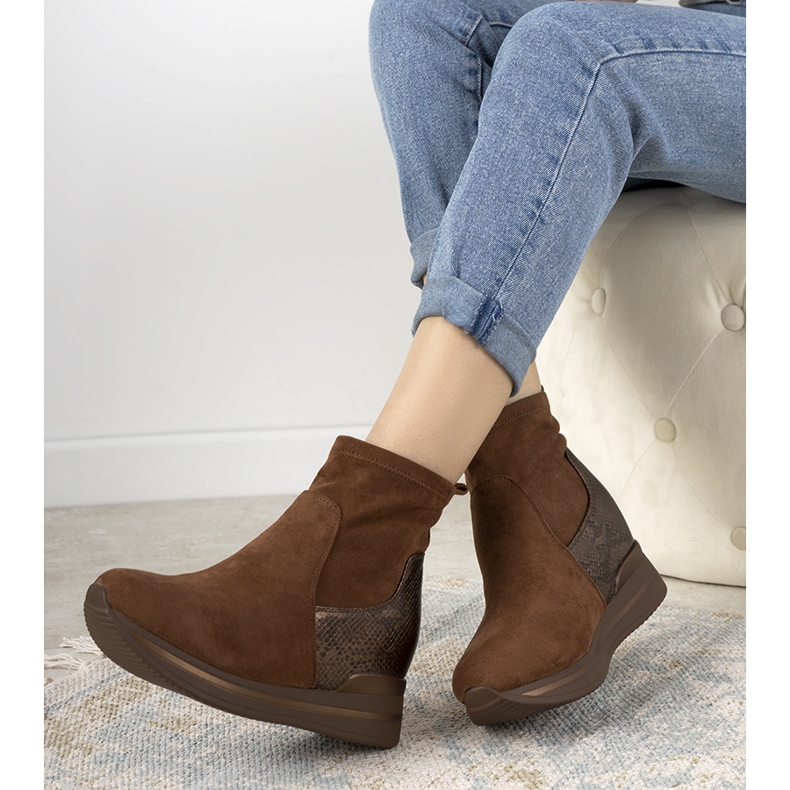 Adidași maro cu inserție de piele de șarpe Garibay 1 Adidași maro cu inserție de piele de șarpe Garibay 1