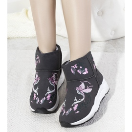 BM Cizme de zapada gri cu broderie Jamil 1