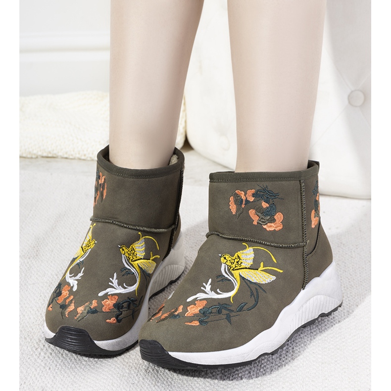 Cizme de zăpadă verzi brodate Jamil verde 1