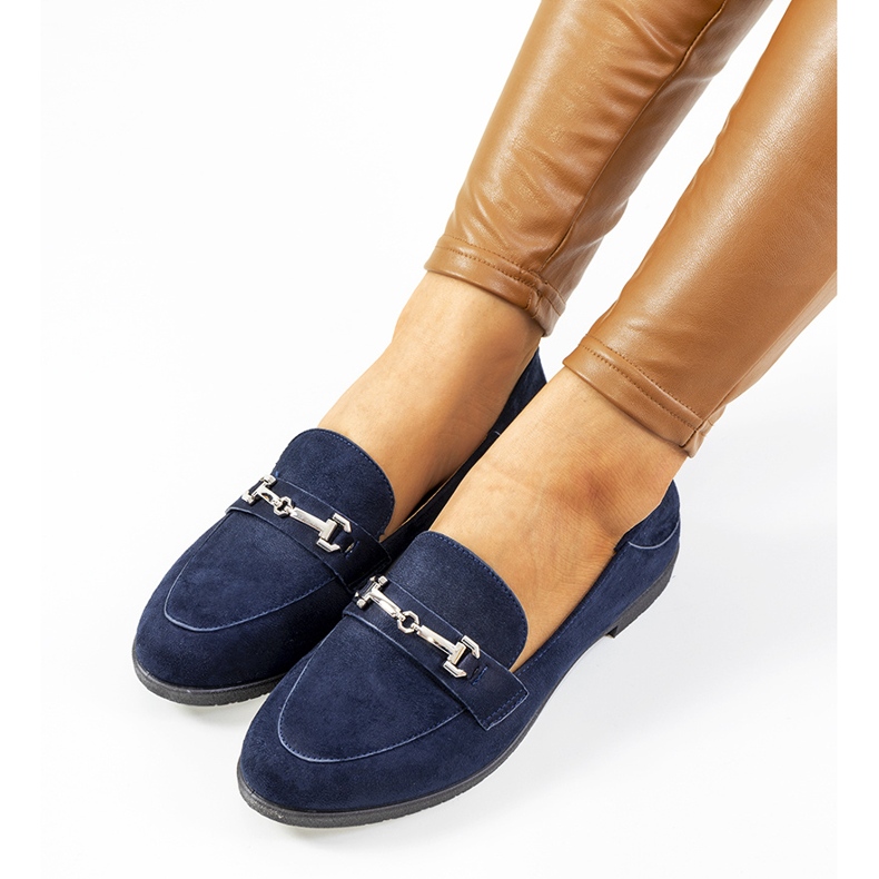 Mocasini Aniria bleumarin cu toc plat albastru 1