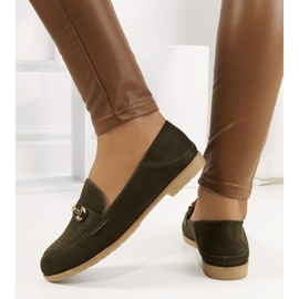 Mocasini Aniria verzi cu toc plat kaki verde 1 Mocasini Aniria verzi cu toc plat kaki verde 1