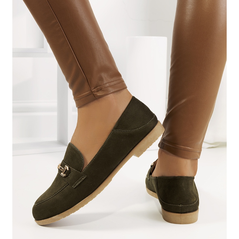 Mocasini Aniria verzi cu toc plat kaki verde 1 Mocasini Aniria verzi cu toc plat kaki verde 1