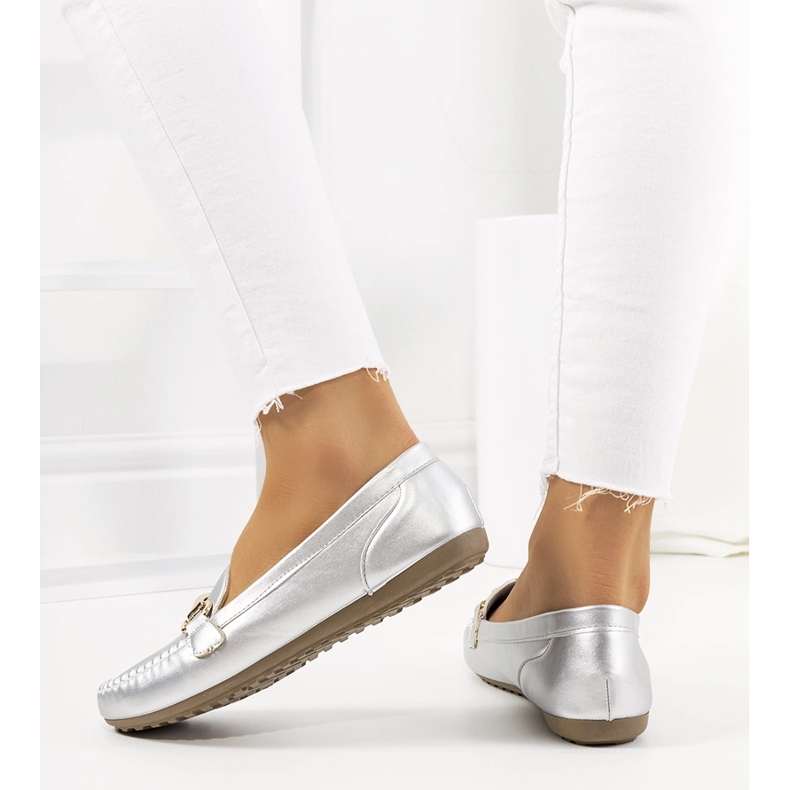 Mocasini de dama argintii Ilana 1