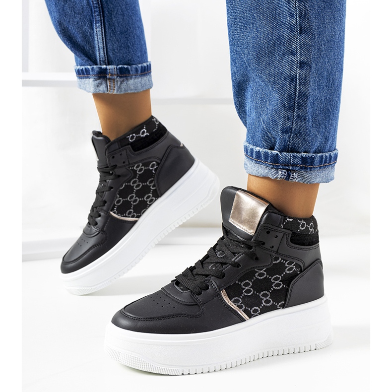 Tenisi negri pe platforma Dennis negru 1