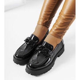 Mocasini negri lacuiti cu talpa Dominick groasa negru 1