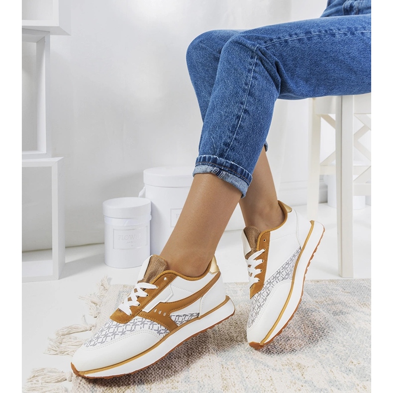 Adidași Chiara de damă albi și maro 1