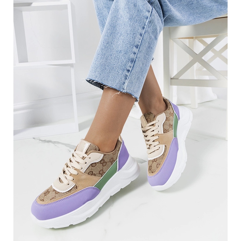 Adidași de damă Elyne bej și violet 1