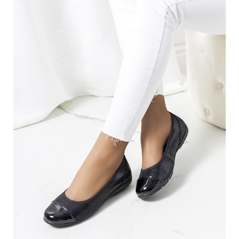 Balerini Nerena din piele neagra negru 1