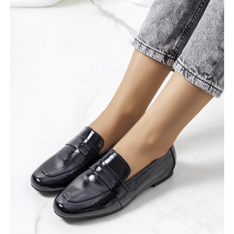 Pantofi din piele Yasemin lacuita neagra negru 1