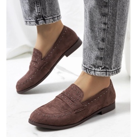 Pantofi din piele maro cu crampoane Ishana 1