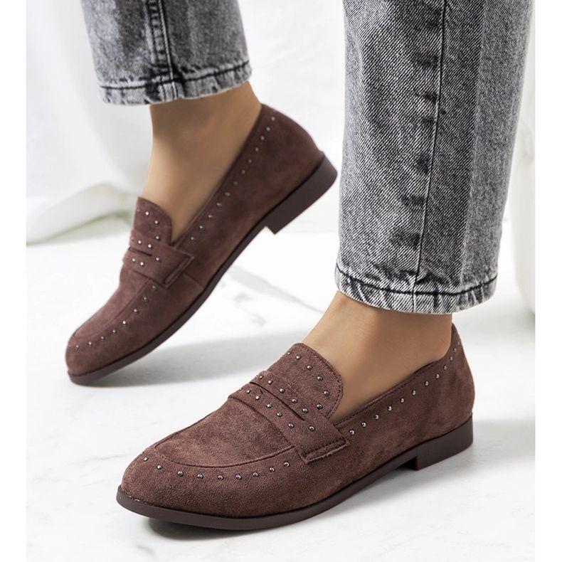 Pantofi din piele maro cu crampoane Ishana 1