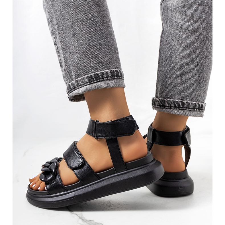 Sandale negre pe platforma Zepps negru 1