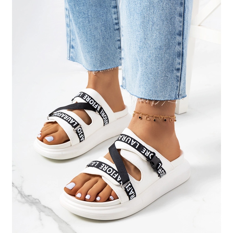 Papuci albi pe platforma Kogil 1