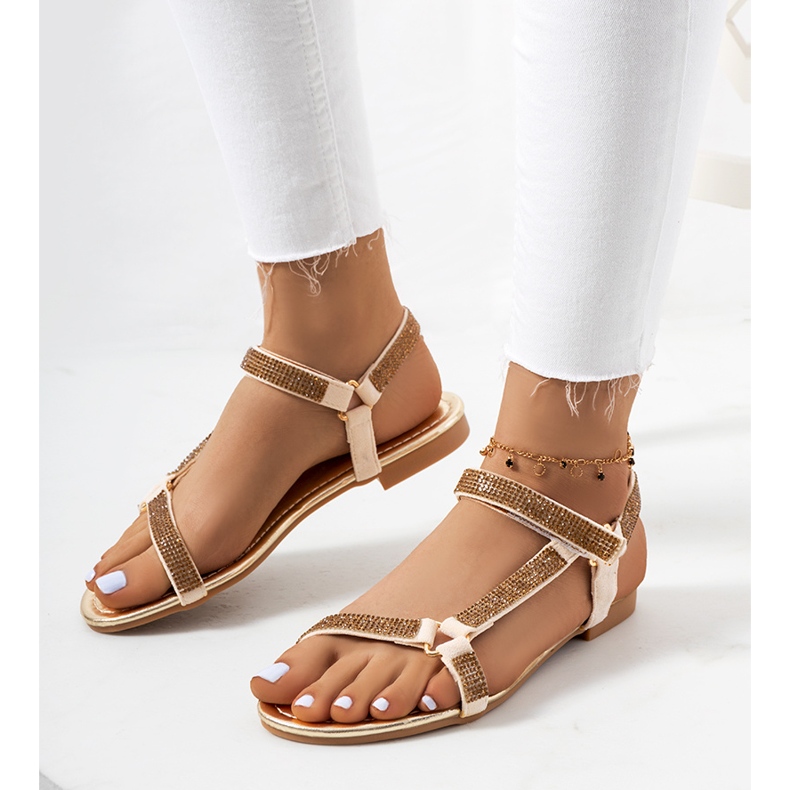 Sandale aurii cu zirconii cubi Fihelly de aur 1